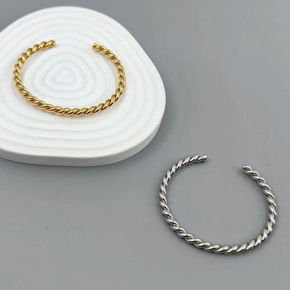 Double-layer wire-wrapped stainless steel gold-plated 18K bracelet, high-quality waterproof silver jewelry, gift for couples