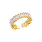 Zircon Flower Shaped Rings For Women Stainless Steel Open Ring Fashion Korean New Wedding Jewerly Gift