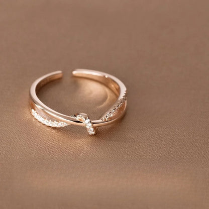 925 Sterling Silver Cross Knotting Zircon Rings For Women Girls Wedding Luxury Jewelry Accessories Jewellery Argent 925