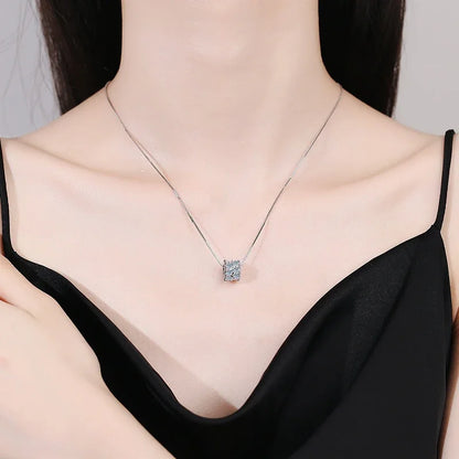 NeeTim Full Moissanite Diamond Necklace For Woman Pendant 925 Sterling Silver Necklace For Women Chain Party Bridal Fine Jewelry