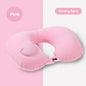 Portable Inflatable U-Shaped Neck Pillow for Travel | Press-Inflatable Neck Support with Built-In Storage