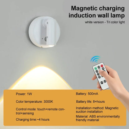 RGB Night Light with Magnetic Base | USB Rechargeable Dimmable LED Wall Lamp
