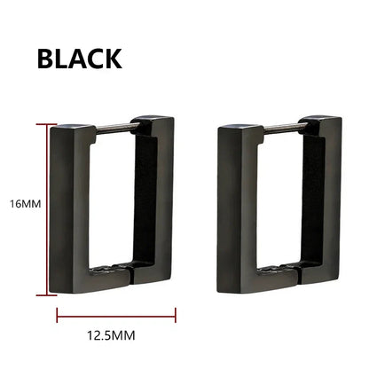 Geometric Stainless Steel Square Triangle Hoop Earrings | Unisex Punk Hip Hop Jewelry