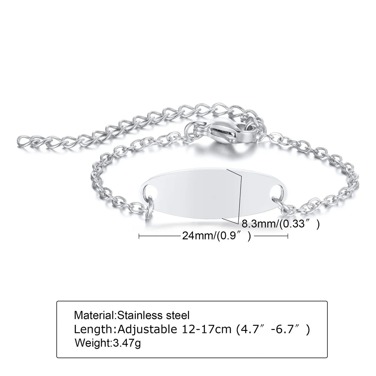 Custom Personalized Name ID Bracelet Gilrs Boy Gifts, Stainless Steel Curb Chain Link Crown Bracelet Not Allergic