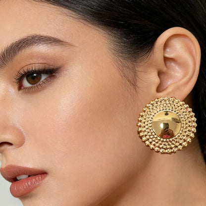 Gold Plated Earrings Jewelry for Women Weddings Design Circle Clip Earrings for Dubai Engagement Bride Luxury Hoop Earrings
