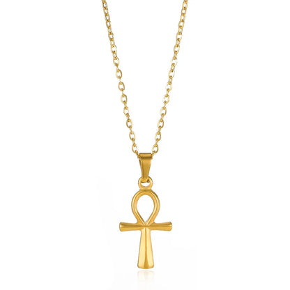 Cross Goddess Pendant Necklace for Women Stainless Steel 316L Gold Color Necklace 2025 New Party Jewelry Aesthetic Accessories