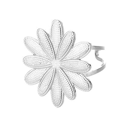 Stainless Steel Exaggerated Big Flower Rings For Women Gold Color Sunflower Finger Ring Female Fashion Aesthetic Jewelry Gift