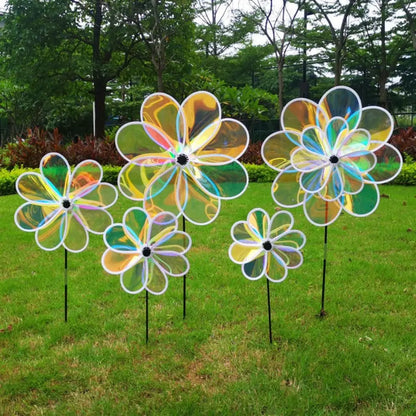 Eight Leaf Color Bird Repelling Windmill Outdoor Grounding Mounted Reflective Changing Windmill Kindergarten Children's Toys