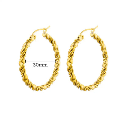 Vintage Round Stainless Steel Hoop Earrings For Women Gold Plated Earring 2023 Trending Statement Ear Jewelry Christmas Gift