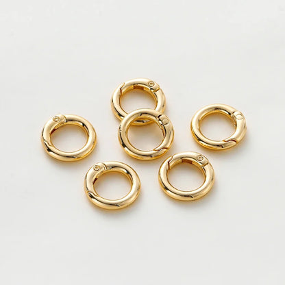 5Pcs 20mm 14K 18K Gold Plated O Ring Spring Clasps Openable Round Keychain Hook Charms Pendants Connector For DIY Jewelry Making