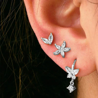 Gold Hoop and Stud Earrings Set | 3-Piece Stainless Steel Jewelry Collection