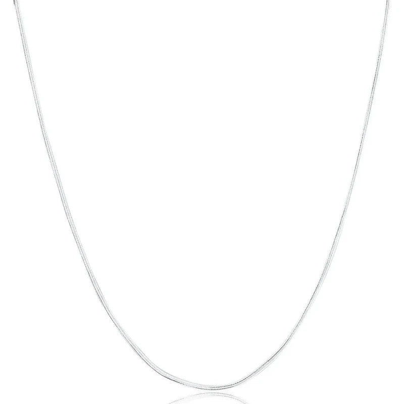 16-30inches 925 Sterling Silver Necklace 2MM Charms Wedding Party Flat Snake Chain Cute for Women Men Fashion Fit Pendant