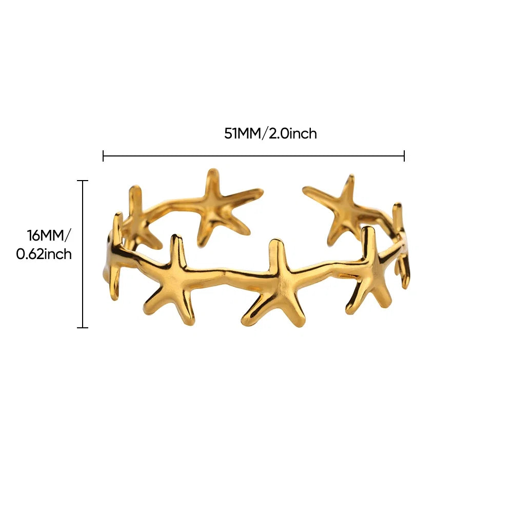Minimalist Starfish Bangles For Women Lucky Stainless Steel Cuff Bracelets 2024 Trend Female Charm Jewelry Wrist Accessories BFF