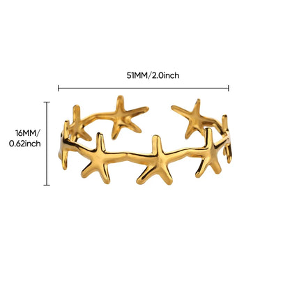Minimalist Starfish Bangles For Women Lucky Stainless Steel Cuff Bracelets 2024 Trend Female Charm Jewelry Wrist Accessories BFF