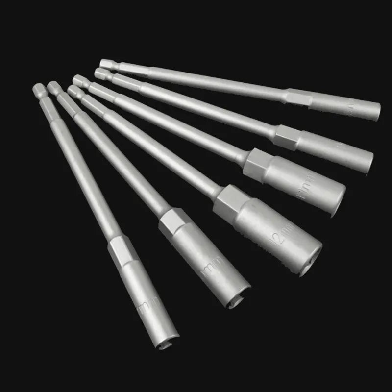 6-Piece Electric Drill Socket Adapter Bit Set | 150mm Hex Shank Nut Driver for Impact Drills