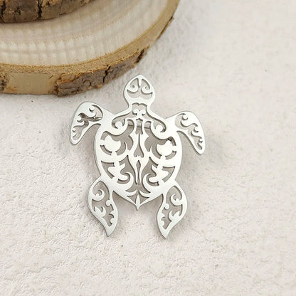 Creative punk style hollow fun turtle stainless steel gold-plated 18K brooch, black suit accessories, wedding matching set