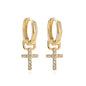 NEWBUY Fashion Gold Color Copper Plant Earrings Luxury Cubic Zirconia Flower Dangle Earring Hot Sale Female Party Jewelry Gift