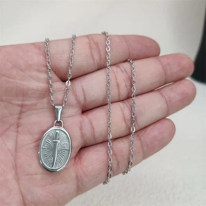 Fashion Punk 18K Gold PVD Plated Jewelry Sword Pendant Necklace Charms Necklace For Men Women Trendy Link Chain Jewelry