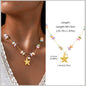 18k Gold Plated Pearl Shell Conch Starfish Summer Beach Necklace, Charms Necklace for Women,Stainless Steel Waterproof Jewelry