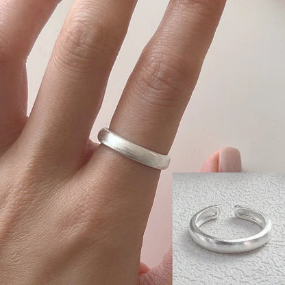 925 Sterling Silver Frosting Geometry Ring | Textured Wide Band for Women