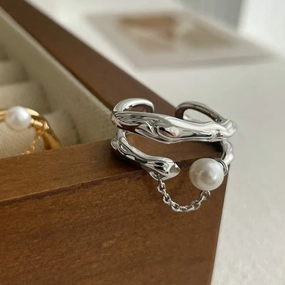 VENTFILLE 925 Sterling Silver Geometric Multilayer Round Bead Ring | Fashion Punk Temperament Jewelry