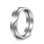Kissmoon Minimalist Fashion Geometric Slanted Notch Couple Stainless Steel Ring for Men Women Wedding Band Party Jewelry Gifts