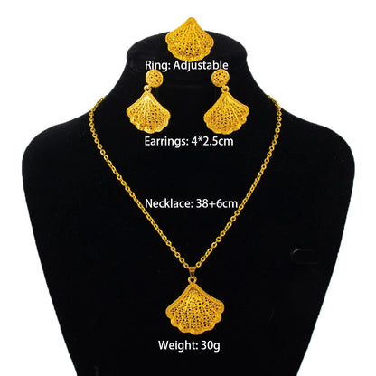 fashion gold jewelry set stainless steel earrings necklaces for women simple Personality gift wedding party Accessories