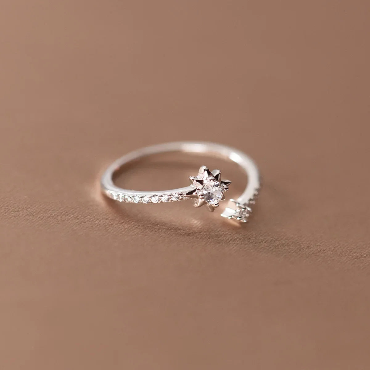 925 Sterling Silver Zircon Star Adjustable Rings For Women High Quality Jewelry Accessories Wholesale  Jewellery Argent 925