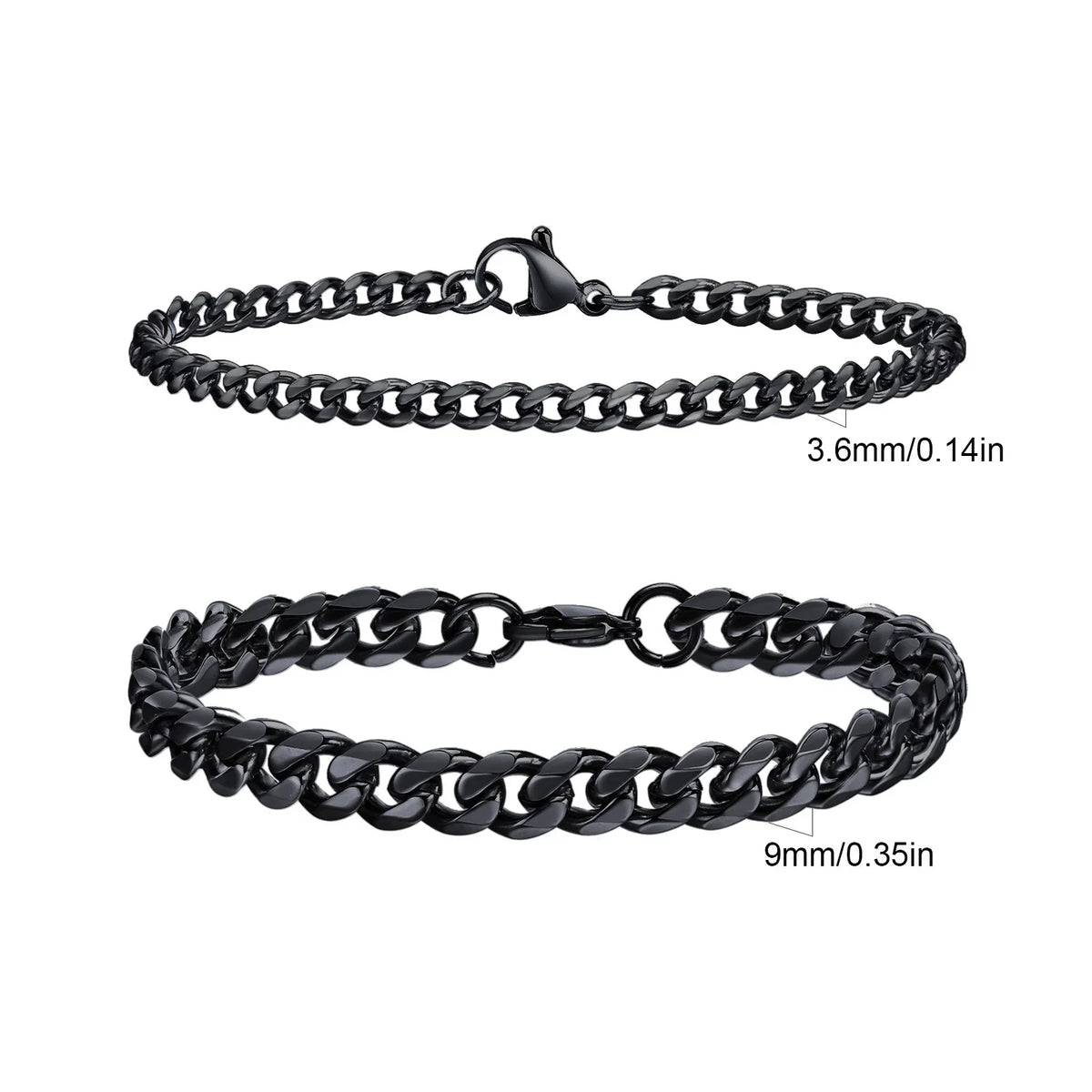 Men's Stainless Steel Chain Bracelets Set | 2pcs Silver Gold Black Twist Rope & Cuban Link