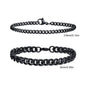 Men's Stainless Steel Chain Bracelets Set | 2pcs Silver Gold Black Twist Rope & Cuban Link