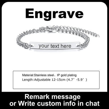 Customized Heart Bracelet for Little Girl Boy, Engravable ID Name Bracelet, Personalized Stainless Steel Chain Birthday Gift