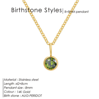 Birthstone Necklace for Woman Stainless Steel 12 Constellation DIY Colourful Zirconia Pendat Birthday Gift Jewelry Wholesale