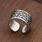 925 Sterling Silver Frosting Geometry Ring | Textured Wide Band for Women