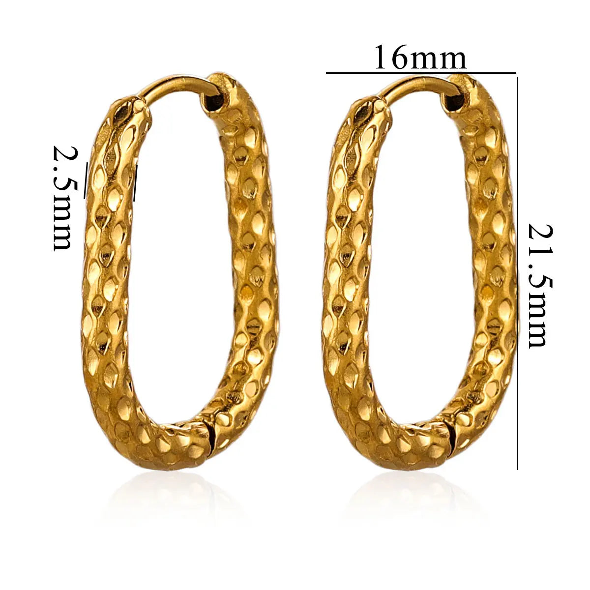 6pcs Stainless Steel Rectangular Textured Earrings | 18K Gold Plated DIY Jewelry Findings