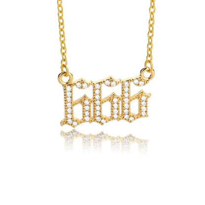 111 222 333 444 555 666 777 888 999 Necklaces For Women Gold Color Stainless Steel Zircon Angel Number Pendant Necklace Jewelry