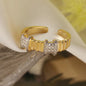 NEWBUY Luxury AAA Cubic Zirconia Pave Setting Copper Wedding Jewelry Delicate Geometric Open Rings For Elegant Women