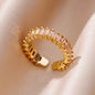 Tiny Green Zircon Round Rings For Women Geometric Stainless Steel Ring Luxury Wedding Christmas Jewelry Gift Free Shipping