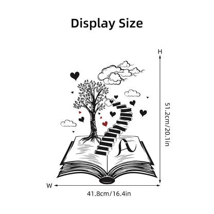 Wall Stickers for Living Room Bedroom | Creative Black Heart Book World Ladder Tree Wall Decals