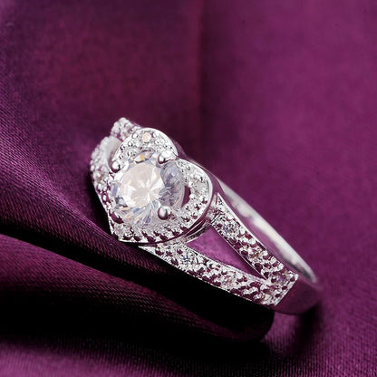 Hot 925 Sterling Silver crystal romantic heart diamond Rings For Women Fashion Party Gifts luxury wedding engagement Jewelry