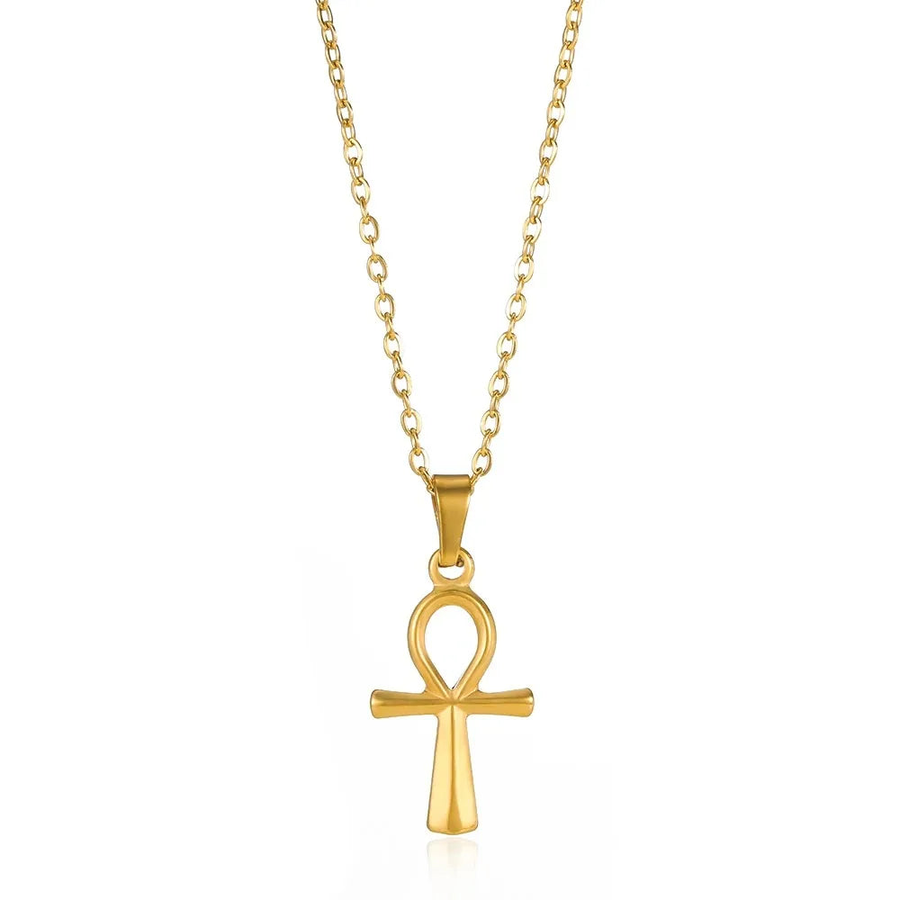 Stainless Steel Jesus Cross Necklace For Women Men Gold Color Caravaca Angels Crucifix Charm Choker Rapper Jewelry Hip Hop Gift