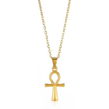Stainless Steel Jesus Cross Necklace For Women Men Gold Color Caravaca Angels Crucifix Charm Choker Rapper Jewelry Hip Hop Gift