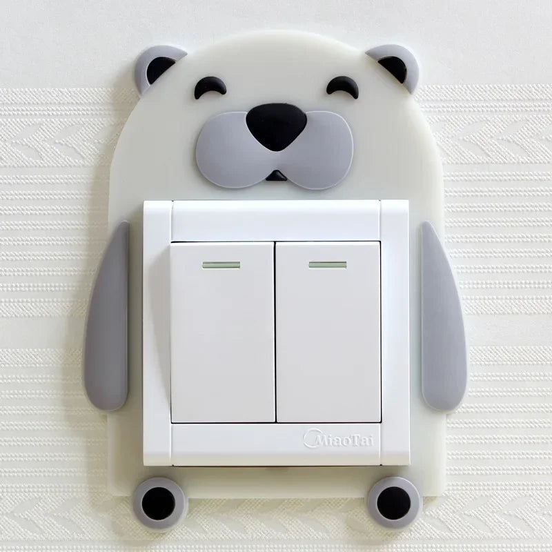 Luminous Silicone Switch Cover | Kawaii Cartoon Animal 3D Sticker for Kids Room