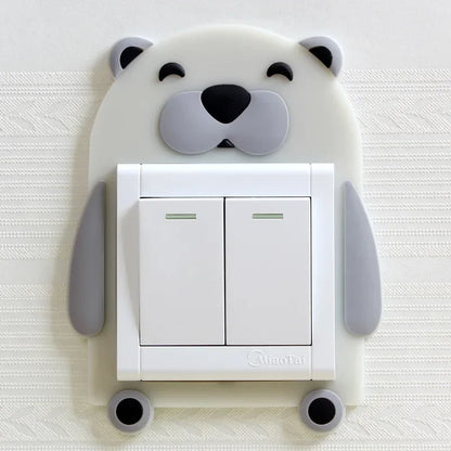 Luminous Silicone Switch Cover | Kawaii Cartoon Animal 3D Sticker for Kids Room