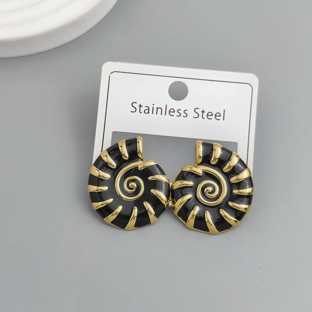 Creative Conch Colored Enamel Stainless Steel Earrings, Waterproof and No Rust-Rusting Women's Earrings, Party Jewelry