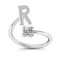 LATS Zircon Initial A-Z Letter Rings for Women Girl Adjustable Opening Ring Name Alphabet Female Wedding Fashion Jewelry Gift