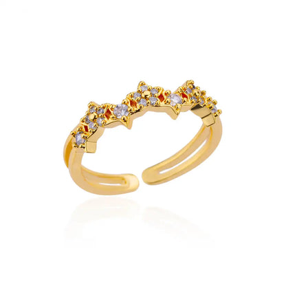 Zircon Flower Shaped Rings For Women Stainless Steel Open Ring Fashion Korean New Wedding Jewerly Gift
