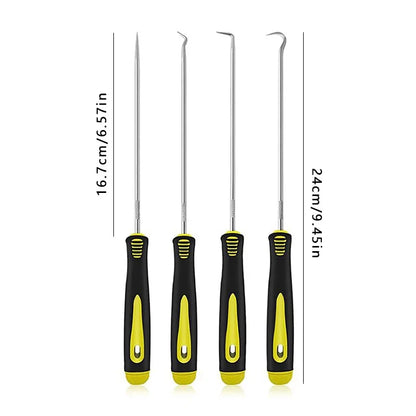 4 Pieces Long Pick & Hook Set | Gasket Puller Pick Tools for Removing Car Auto Oil Seal O-Ring Seal Tools