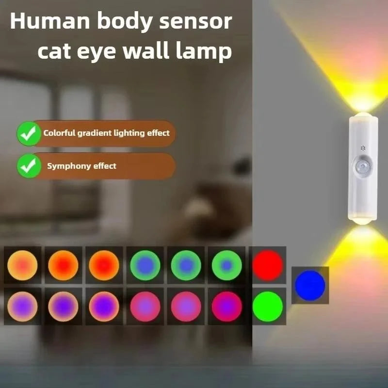 RGB Gradient Night Light | Motion Sensor Rechargeable Wall Lamp