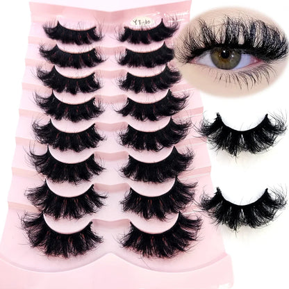 5-8 Pairs Natural Russian Striped Mink Lashes | 3D Volume Wavy False Eyelash Extensions