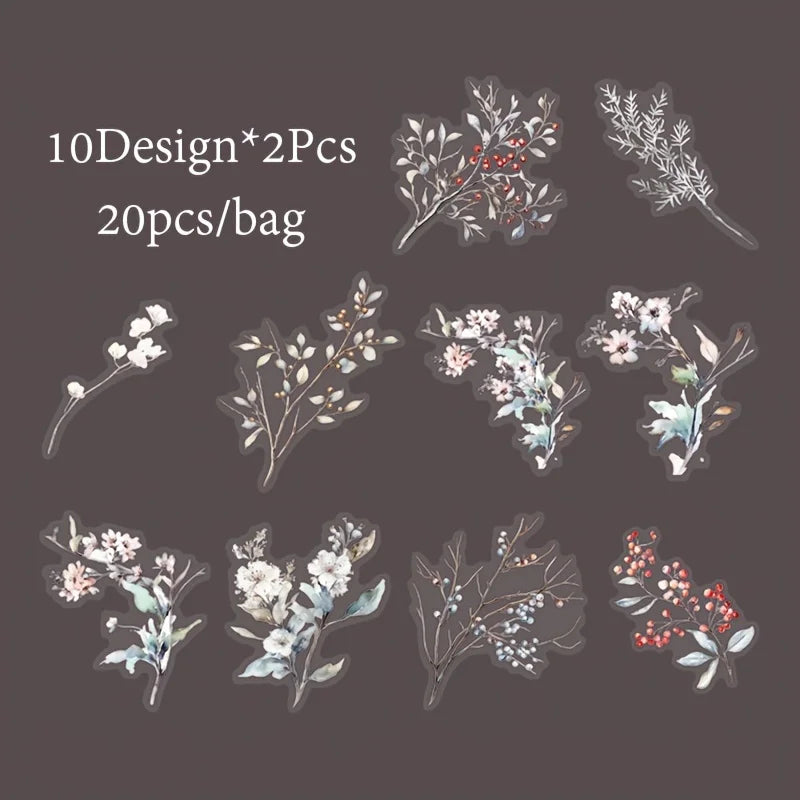 Plant Themed Sticker Pack | 20PCS DIY Decorative Scrapbook Stickers